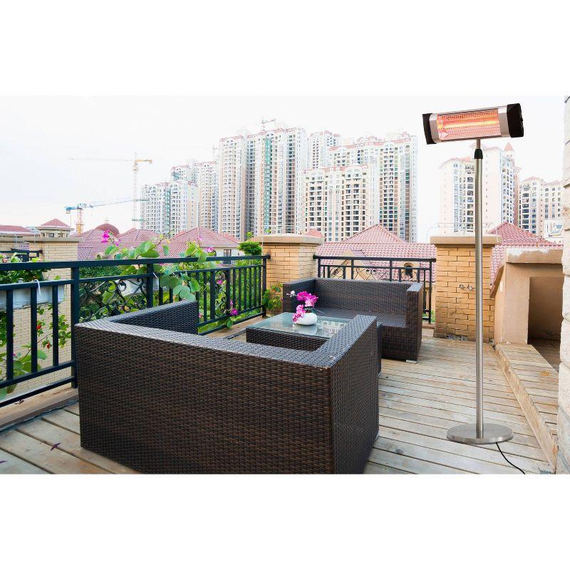 Silver Infrared Electric Pole Mounted Outdoor Heater with Remote