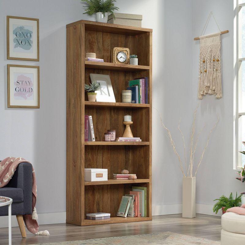 Adjustable White Wood 5-Shelf Bookcase with Lightweight Design