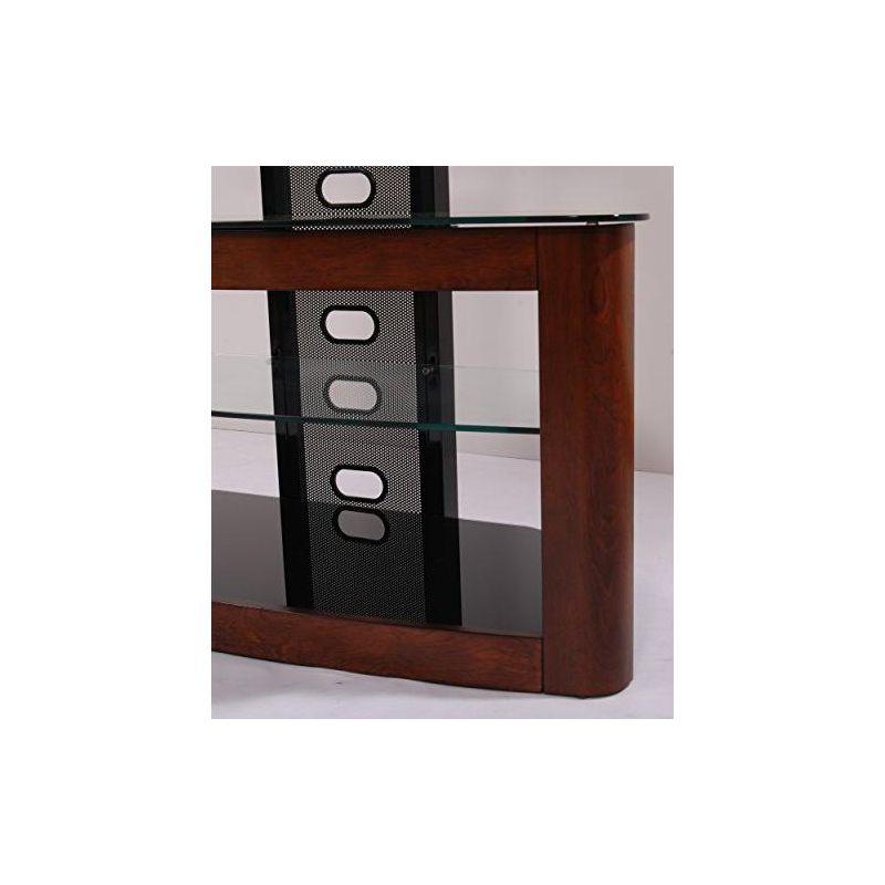 Orren Ellis Tol Curved Wood TV Stand Mount, 3 Open Shelves for Up to 85" TVs