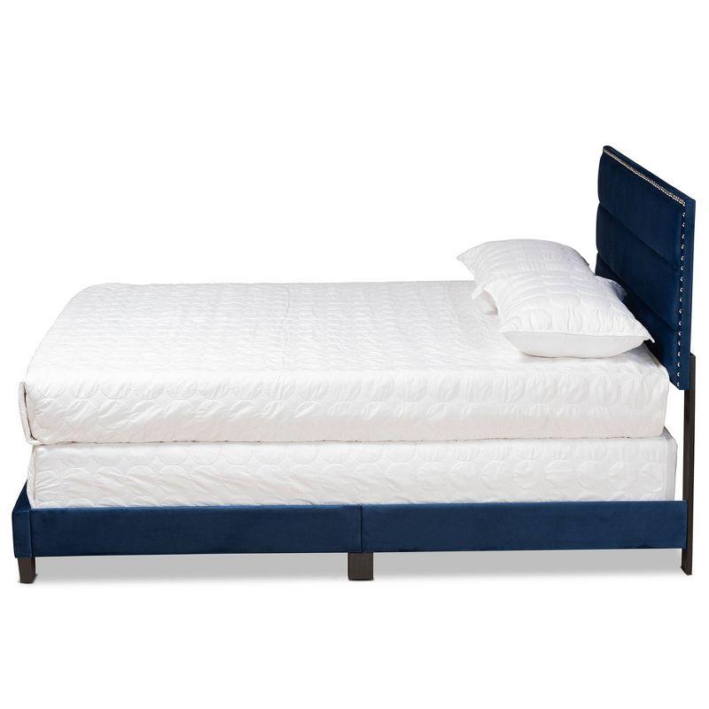 Tamira Queen Navy Velvet Upholstered Bed with Tufted Headboard