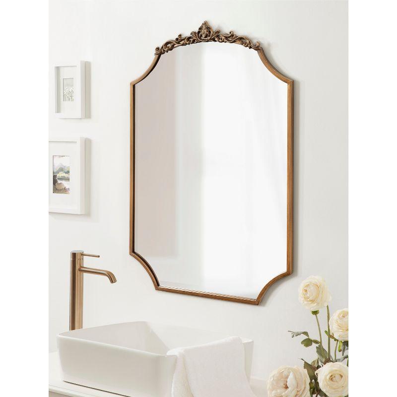 Kate & Laurel All Things Decor 24"x36" Arendahl Traditional Scallop Mirror Gold: Baroque-Inspired, No Assembly Required, Wall Mount