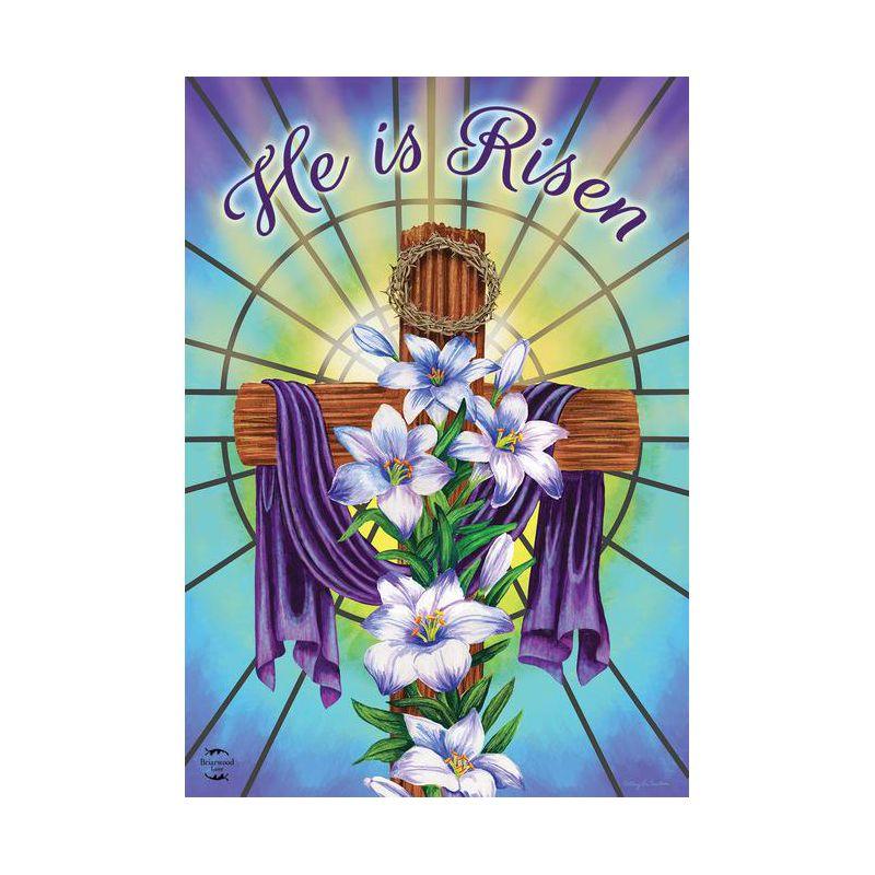 Easter Cross Religious House Flag Holiday Lilies 28" x 40" Briarwood Lane