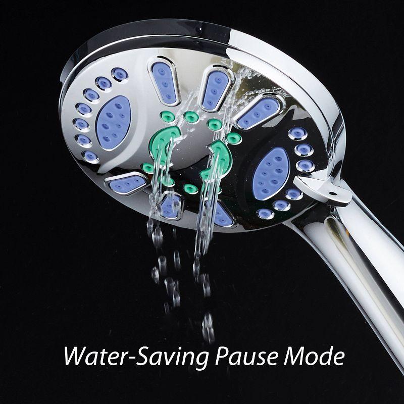 Six Setting Elite High Pressure Ultra Luxury Handheld Shower Head Chrome - AquaDance: Hotelspa Notilus, 6ft Hose, Polished ABS & Brass