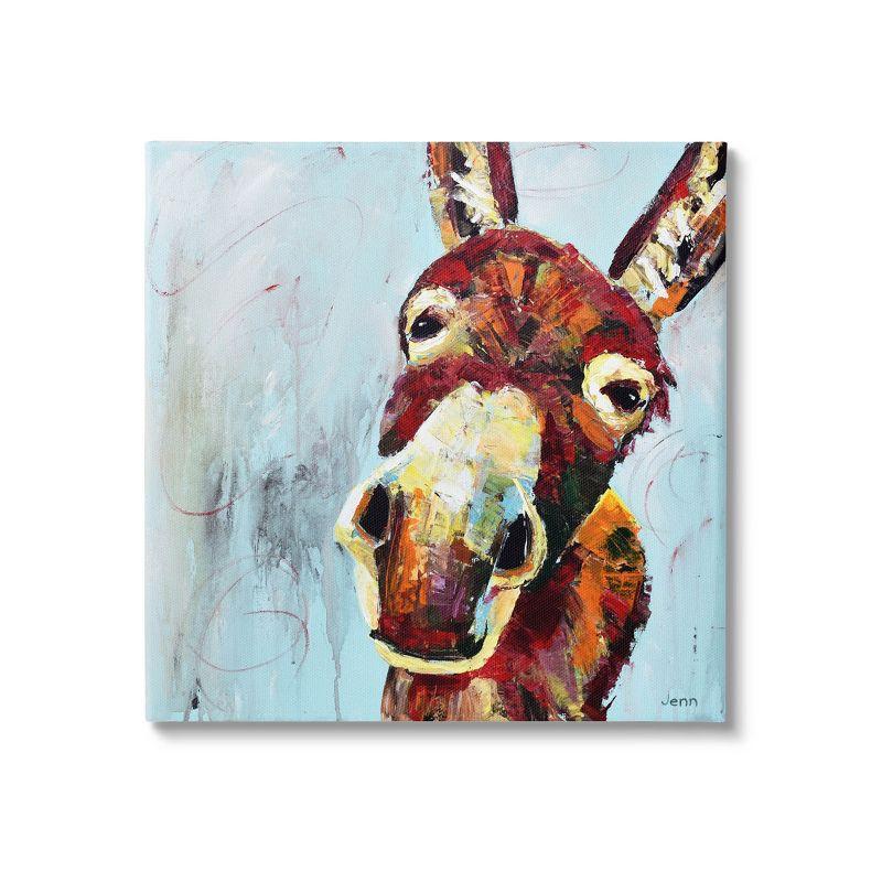 " Donkey Face Blue Background " by Jen Seeley Painting Print