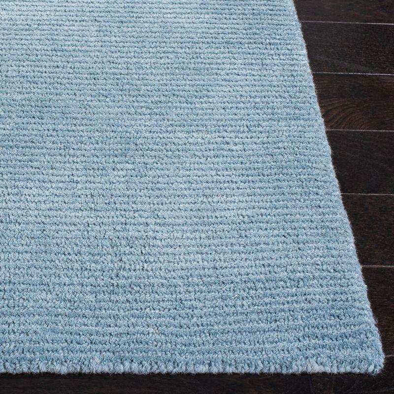 Handmade Blue Square Tufted Wool-Viscose 6' Area Rug