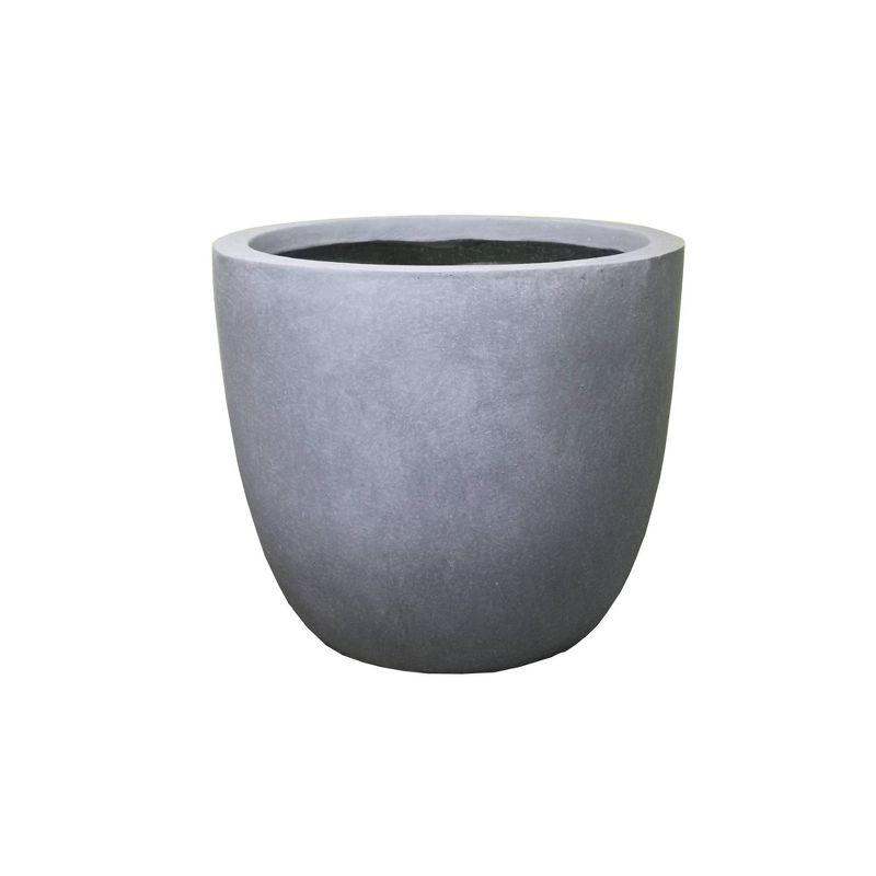 11.8" Slate Gray Lightweight Concrete Modern Round Planter