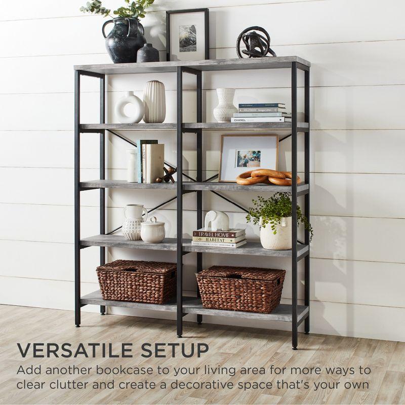 Best Choice Products 55in Storage Bookshelf for Living Room, Walkway w/ Industrial, Elevated Design - Gray