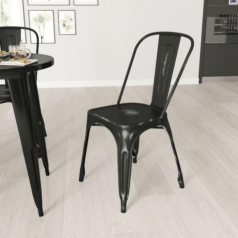 Banks Black Metal Indoor/Outdoor Dining Chair with Distressed Finish