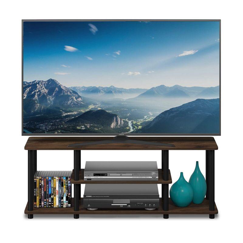 Furinno No Tools 3-Tier TV Stands for TV's up to 50" Entertainment Media Center Columbia Walnut/Black