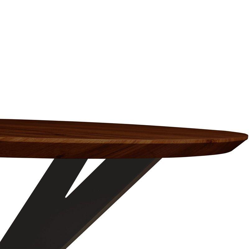 LeisureMod Ravenna Modern 47" Round Wood Dining Room Table with Sleek Metal Base Design