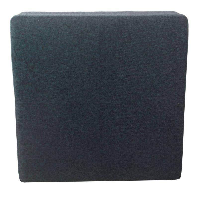 32" Luxury Square Storage Ottoman Textured Navy - HomePop: Hinged Lid, Wood Legs, Easy Assembly