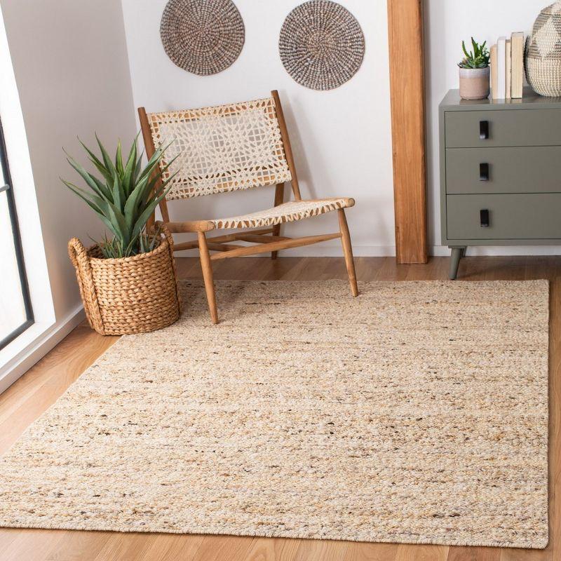 Coastal Charm Hand-Woven Beige Wool Rectangular Rug