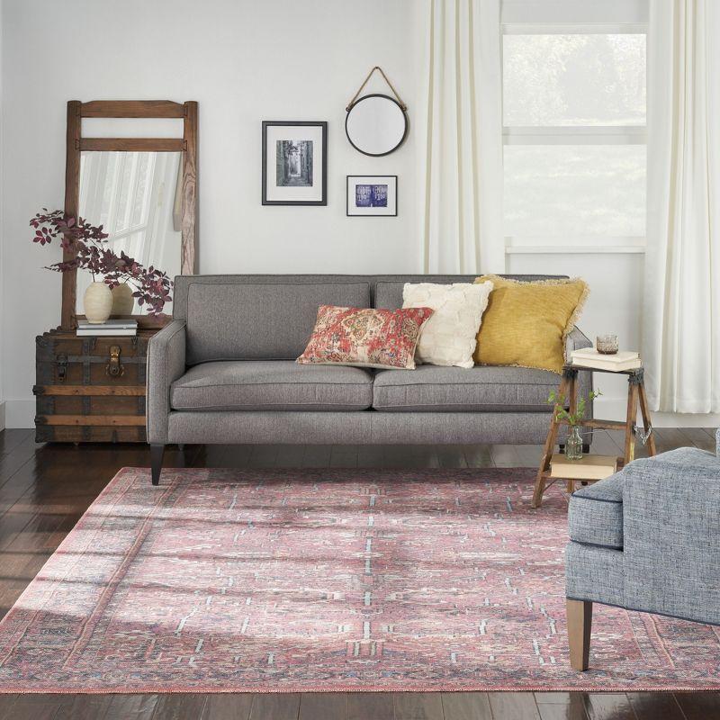 Nicole Curtis Machine Washable Oriental Red Area Rug