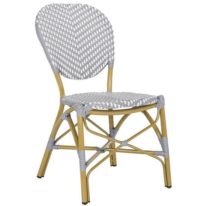 Beige and Gray Wicker Armless Side Chairs, Set of 2