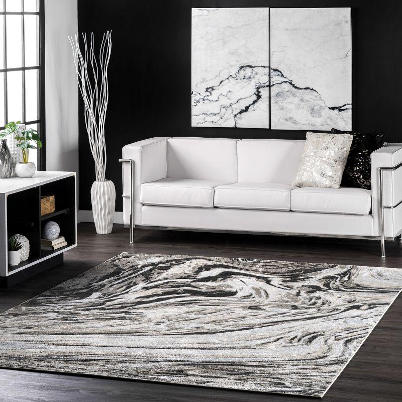 Abstract Braided Marble 5'x8' Area Rug in Gray Synthetic