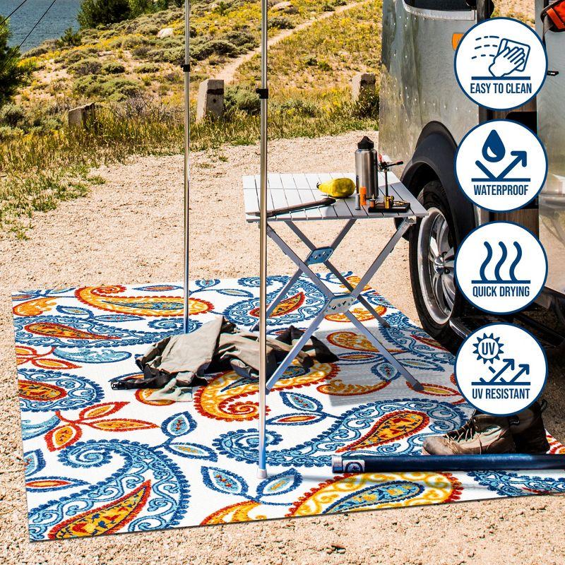 5'x8' Julien Paisley High-Low Indoor/Outdoor Area Rug, Orange/Blue - JONATHAN Y