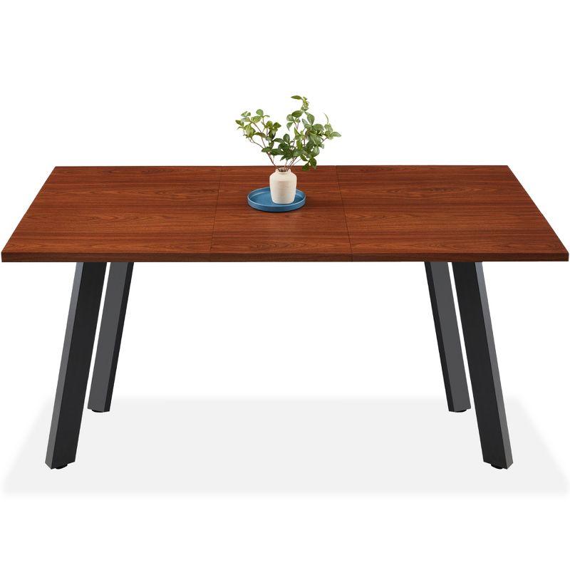 Brown Extendable Wood Dining Table with Black Steel Legs