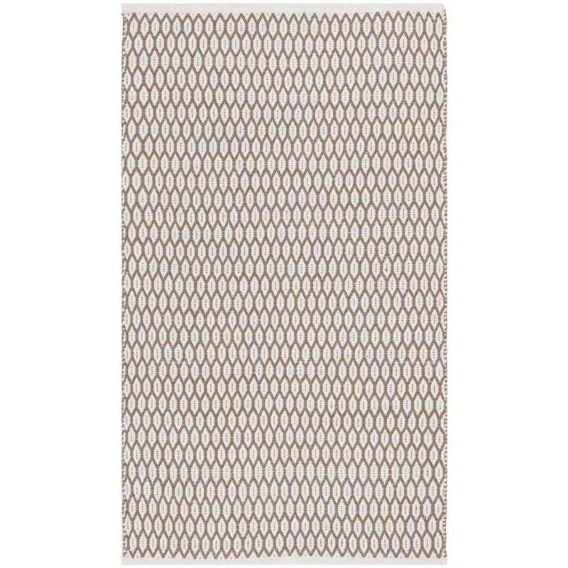 Coastal Charm Beige & Ivory Geometric Flat-Woven Wool-Cotton Rug - 3' x 5'