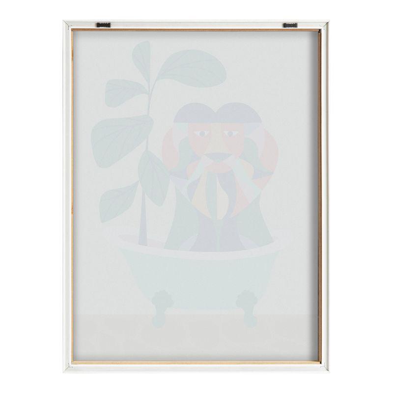 18" x 24" Blake Mid-Century Modern Lion in Bathtub Framed Art - Kate & Laurel All Things Decor: Whimsical Nursery Decor