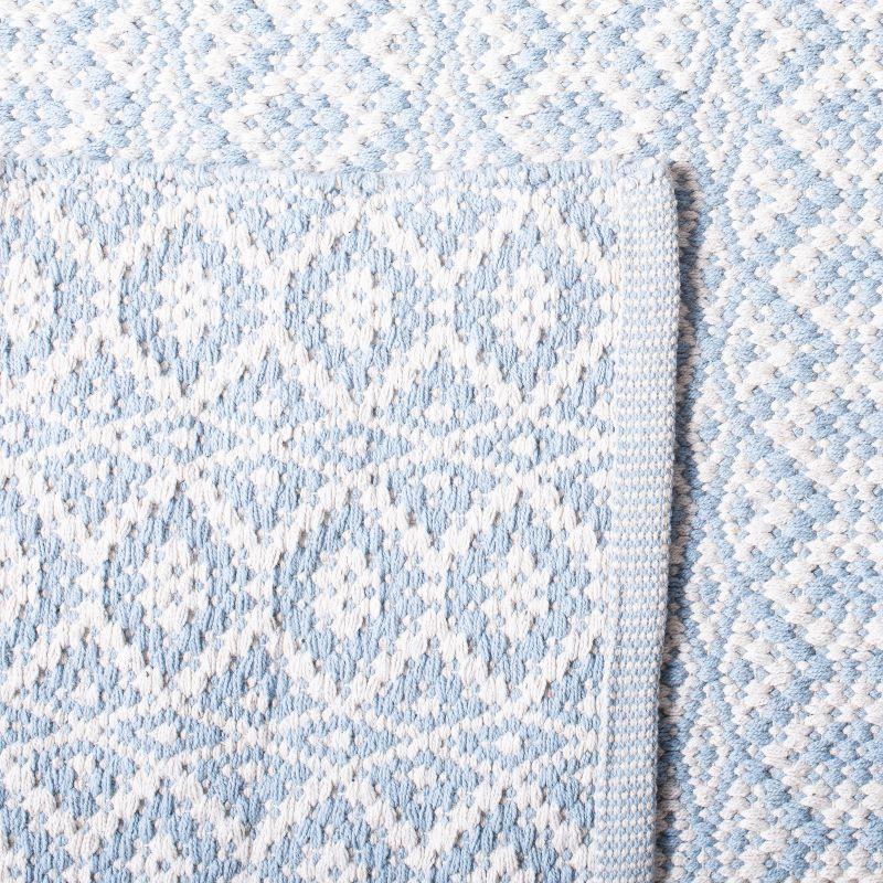 Coastal Charm Ivory & Light Blue Handwoven Cotton Rug 8' x 10'