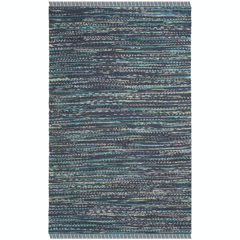 Rag Rug RAR121 Hand Woven Indoor Area Rug - 6'x9' - Ink/Multi - Safavieh