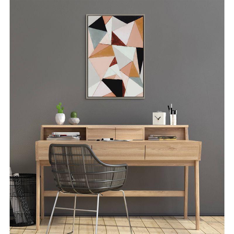 23" x 33" Sylvie Geo Abstract by Amy Lighthall Framed Wall Canvas Gray - Kate & Laurel All Things Decor