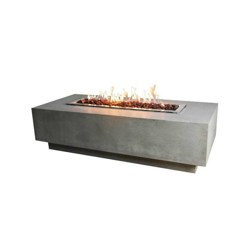 Granville 60" x 27" Rectangle Concrete Outdoor Fire Pit Table-by Elementi