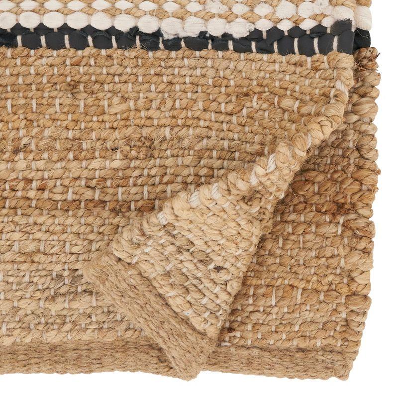 Earthy Jute Stripe Beige Table Runner, 16"x72"