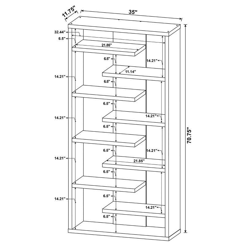 70.75" Modern 8 Shelf Bookcase with Staggered Shelves Cappuccino - Coaster