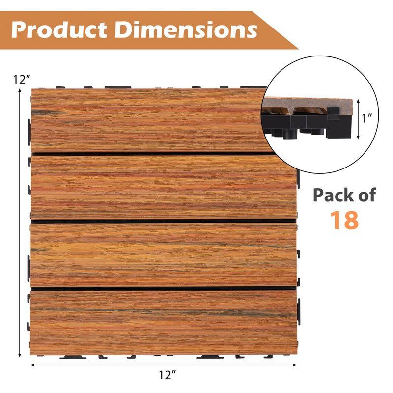 Costway 18/36 PCS Interlocking Deck Tiles Anti-slip Floor Tiles for Poolside All Weather Brown