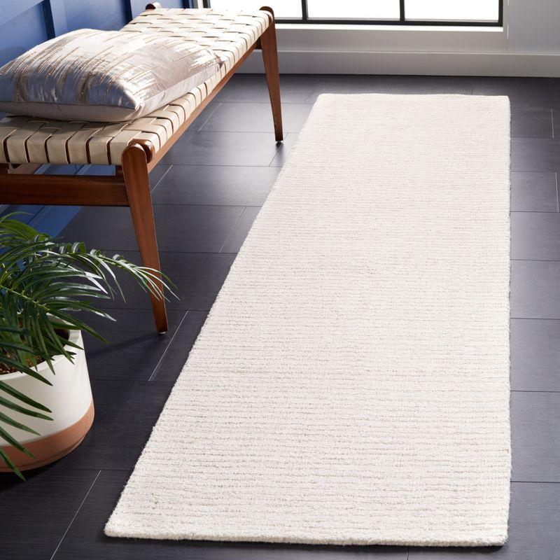 Ivory and Beige Hand-Tufted Wool Runner Rug