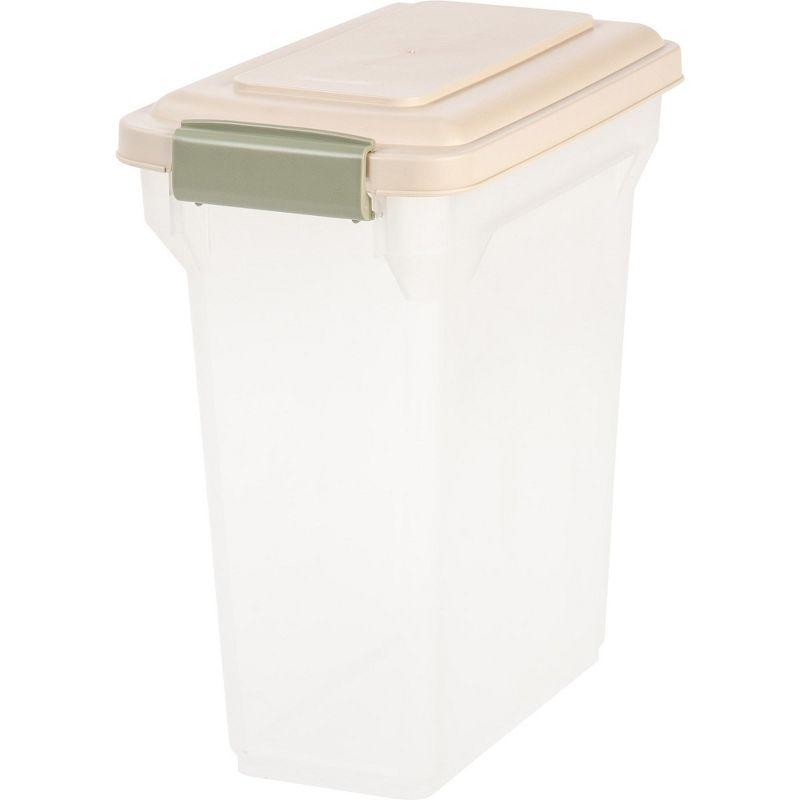 Clear and Beige Airtight Plastic Pet Food Storage Container