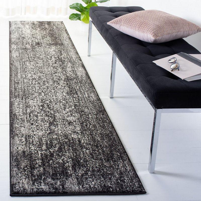 Reversible Black and Grey Easy-Care Synthetic Runner Rug - 2'2" x 11'