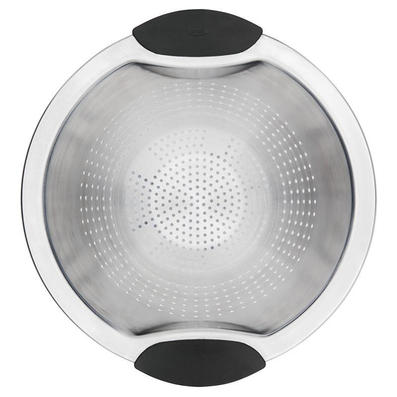 OXO 3Qt Stainless Steel Colander: Dishwasher-Safe Pasta Strainer, Light Silver, 9.6" Width, 3Qt Capacity