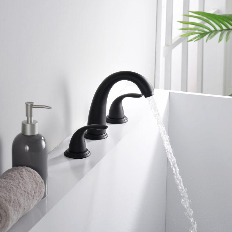 Sumerain Matte Black Roman Tub Faucet with Valve, 3 Hole Deck Mount Bathtub Faucet High Flow