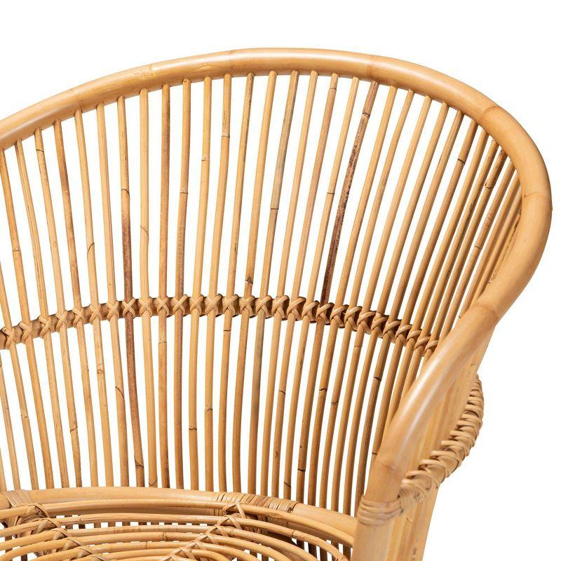 Narva Rattan Accent Chair Natural/Brown - bali & pari: Bohemian Style, No Assembly, Indoor Use, Solid Pattern