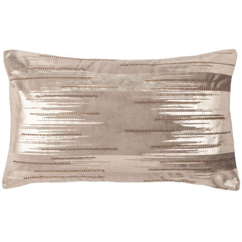 Taupe and Greige Rectangular Abstract Decorative Pillow