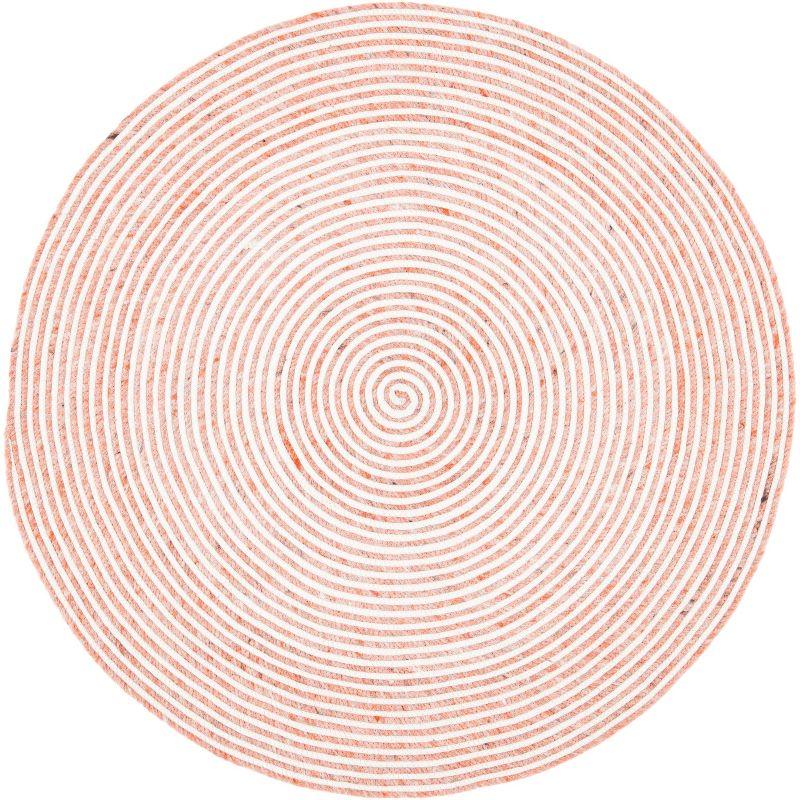 Braided BRD905 Hand Woven Area Rug - Red/Ivory - 3' round - Safavieh.