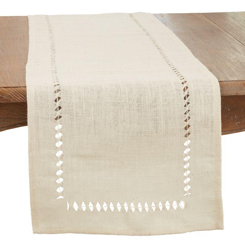 Ivory Jute Hemstitch Table Runner