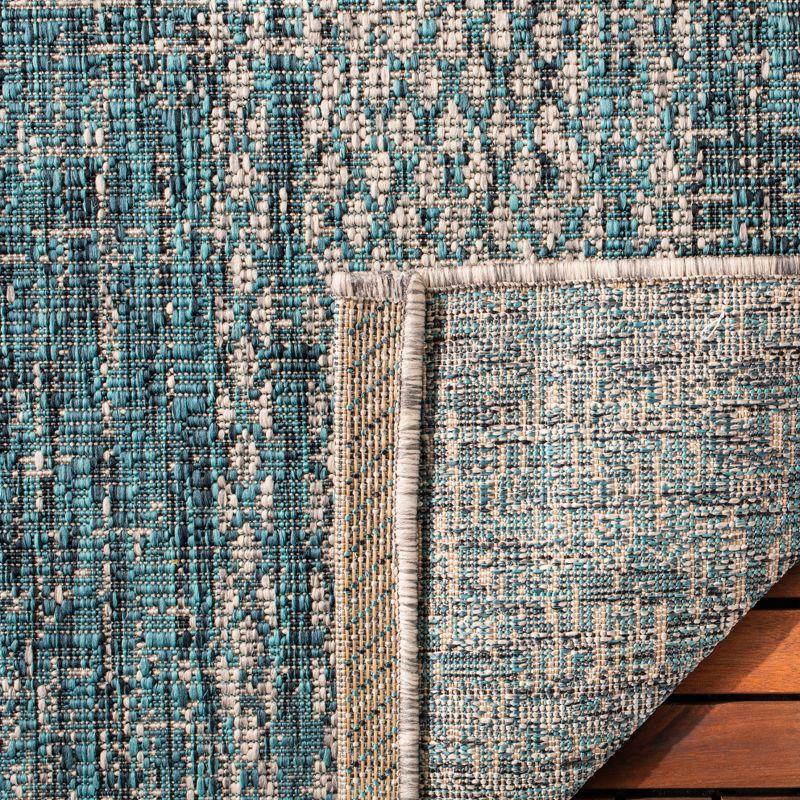 Courtyard CY8736 Power Loomed Indoor and Outdoor Area Rug - Light Grey/Teal - 9'x12' - Safavieh