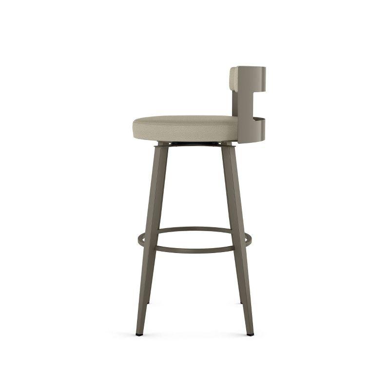 Greige Faux Leather Swivel Counter Stool with Grey Metal Frame