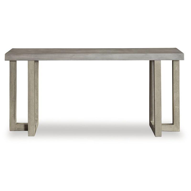 Gray Mango Wood Console Table with Faux Concrete Top