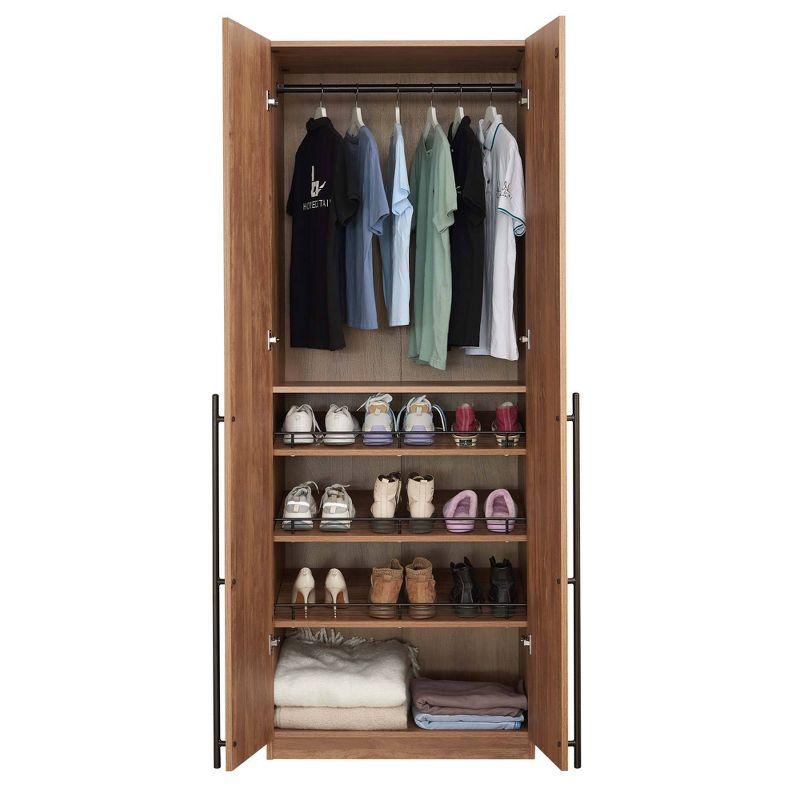 Manhattan Comfort Lee 2 Door and 4 Shelf Wardrobe Closet: Wood Laminate, Metal Hardware, Modern Style