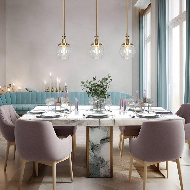 LNC Capensis 1-Light Matte Black and Polished Gold Clear Glass Globe LED Mini Indoor Kitchen Island Light: UL Listed, Adjustable Height