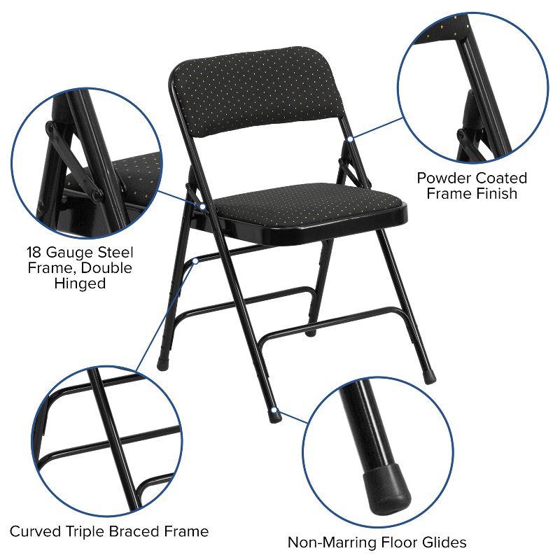 Flash Furniture 2 Pack HERCULES Series Curved Triple Braced & Double Hinged Fabric Upholstered Metal Folding Chair