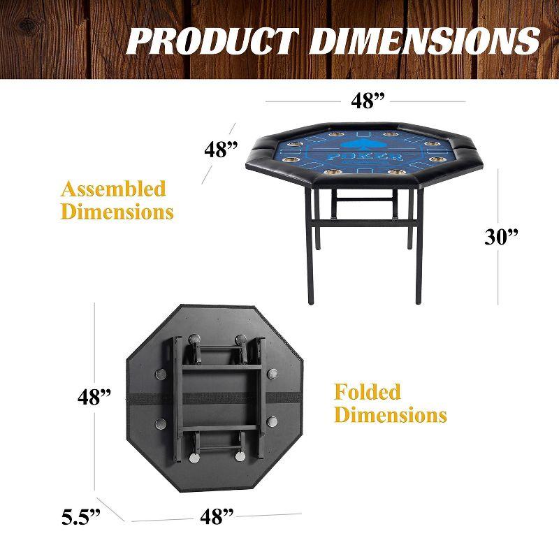 Barrington 48-in Poker Table with Folding Legs and Drink Holders for 8 Players