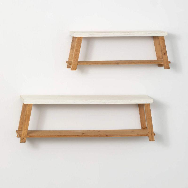 Sullivans Bench-Seat-Shaped Wall Shelf Set of 2, 9.75"H & 8.5"H White