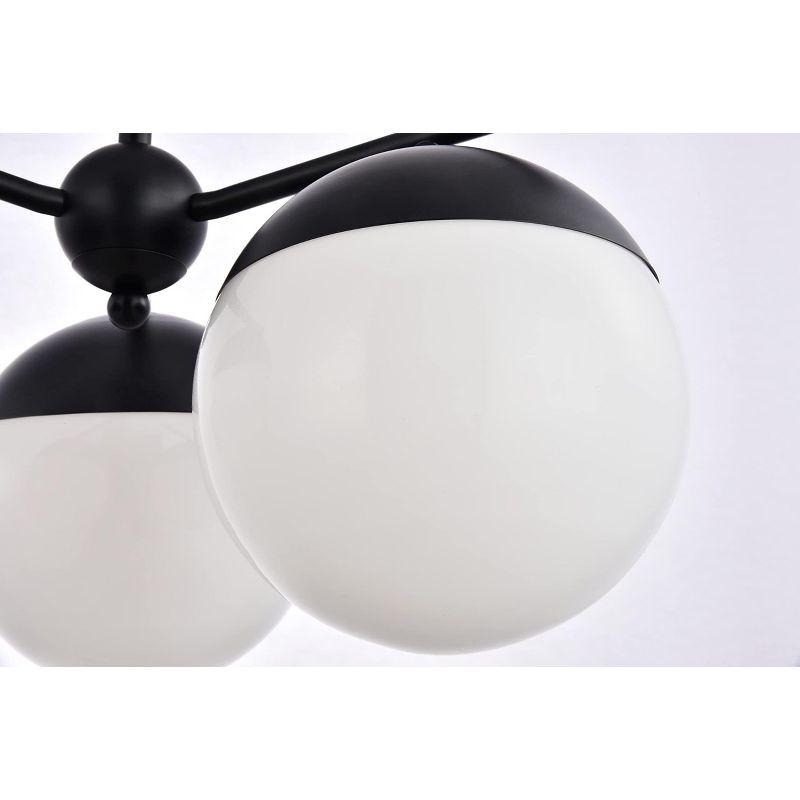 Elegant Lighting Eclipse 3 Lights Black Pendant With Frosted White Glass