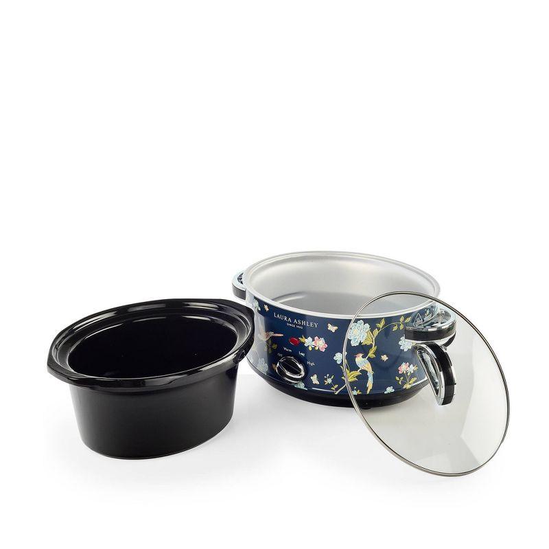Laura Ashley 3.5L Slow Cooker Navy: Ceramic & Stainless Steel, 3 Settings, 320W, Keep Warm, 4 Quart Pot, 1-Year Warranty
