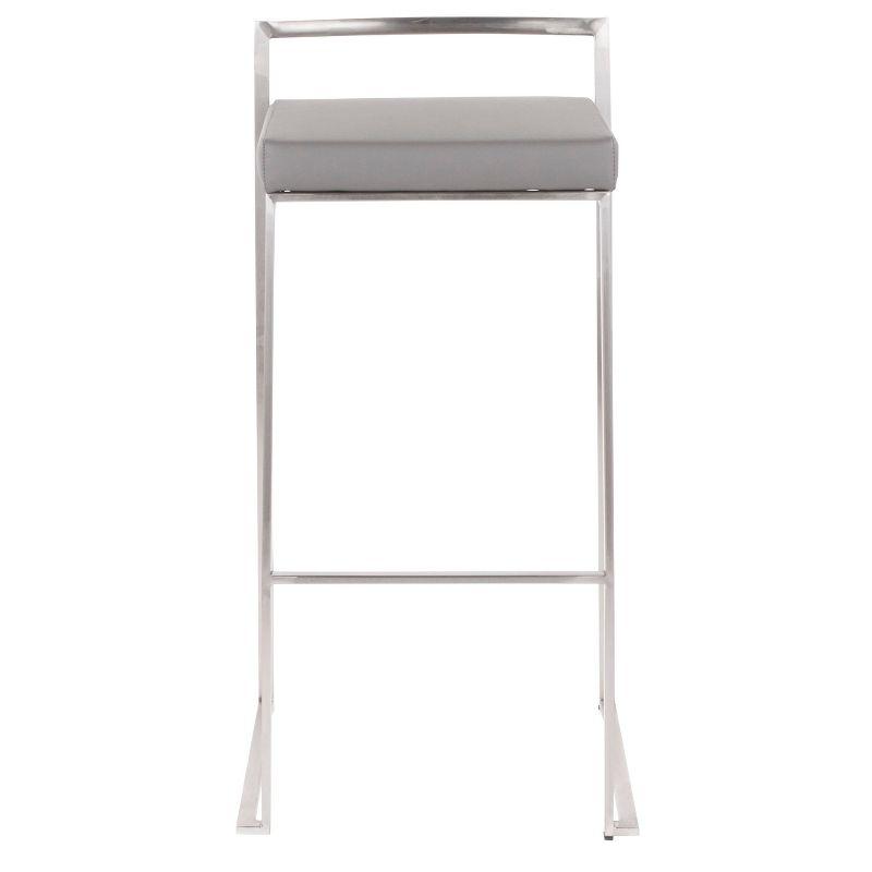 Set of 2 34" Fuji Contemporary Stackable Barstools Gray - LumiSource